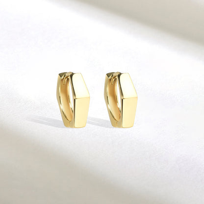 Geometric Diamond Hoops Earrings 14k Gold