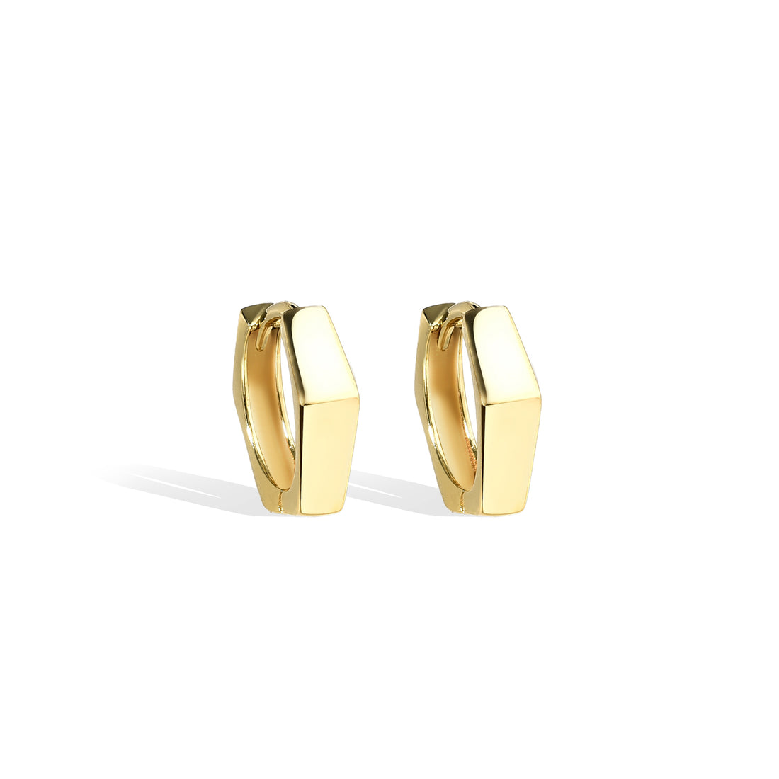 Geometric Diamond Hoops Earrings 14k Gold