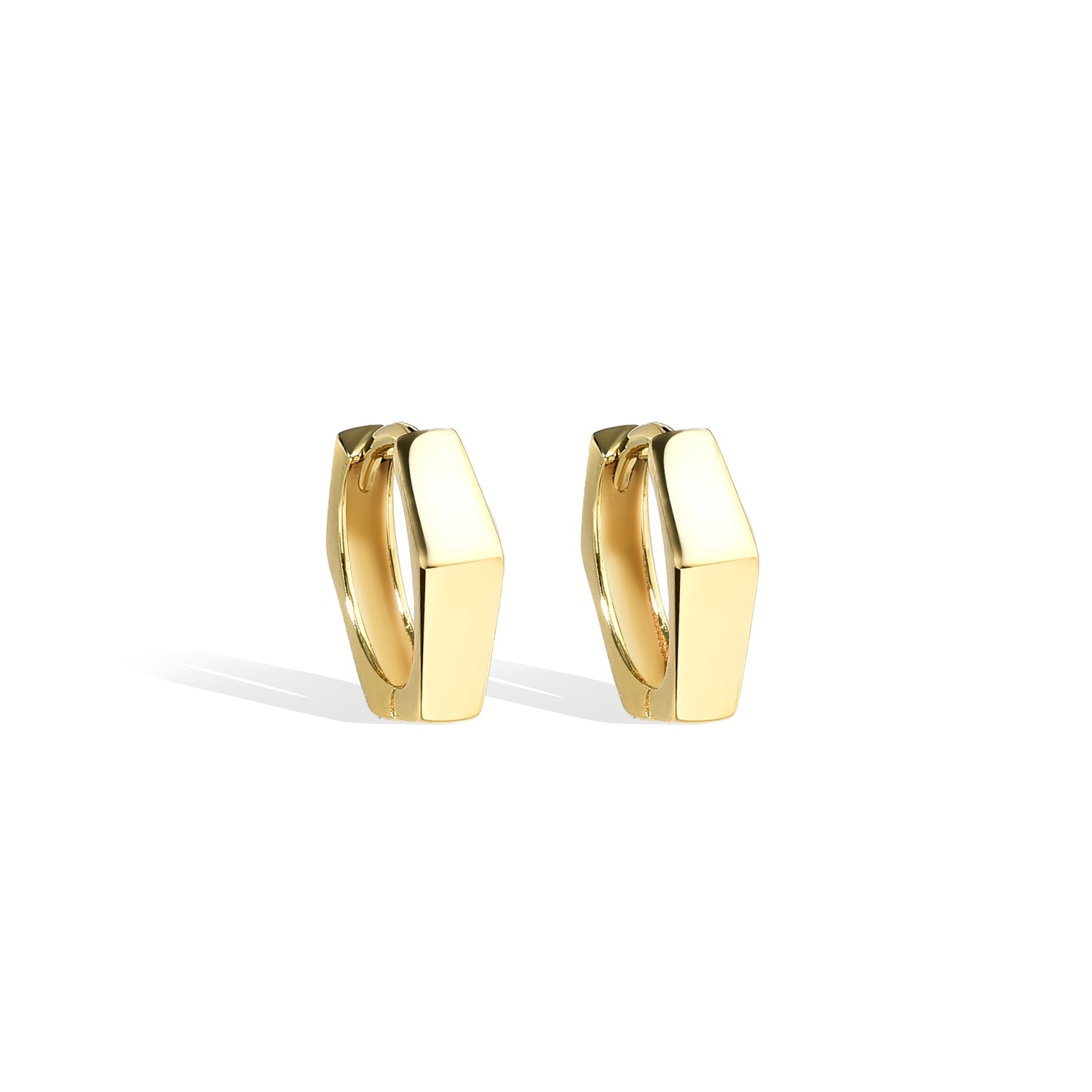 Geometric Diamond Hoops Earrings 14k Gold