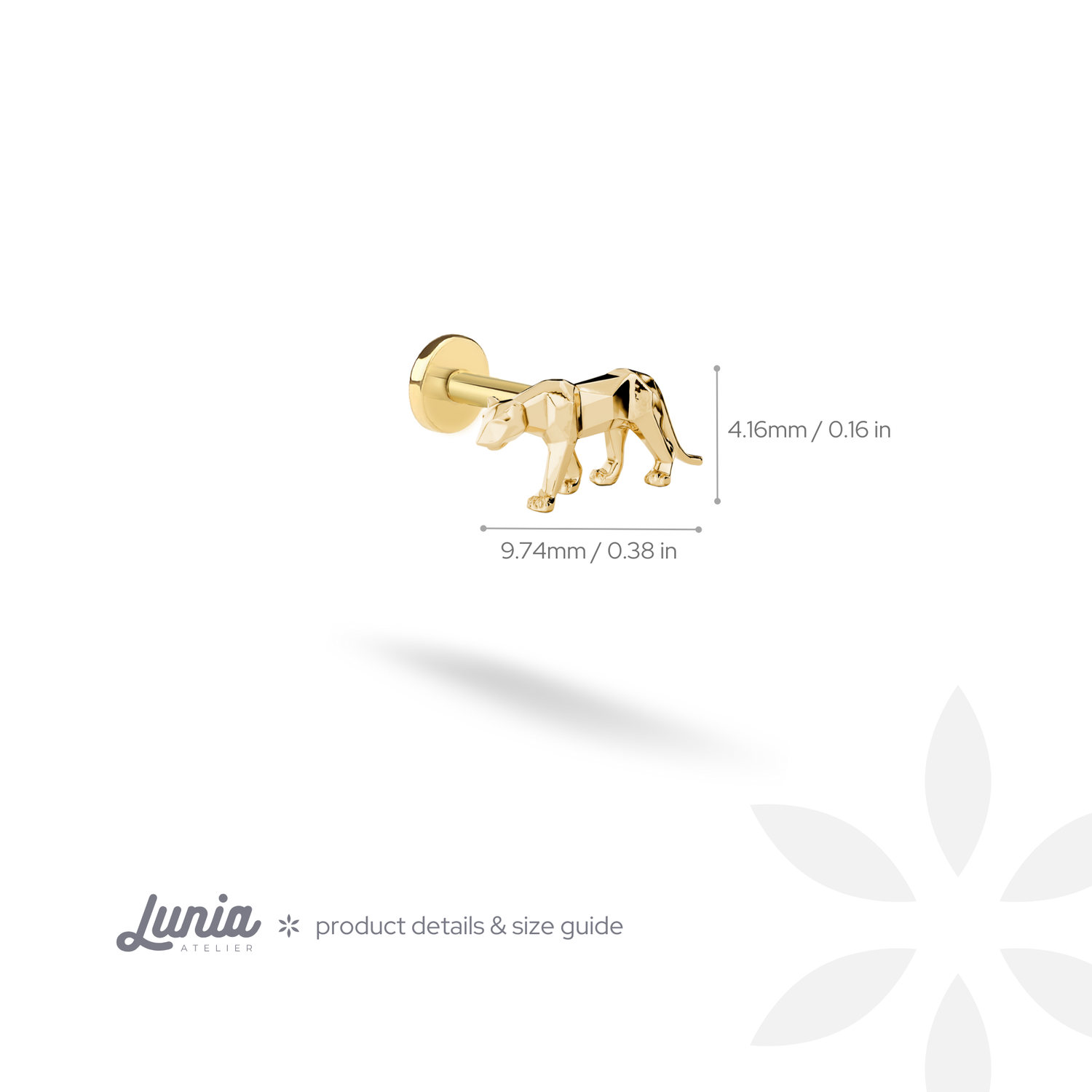 Geometric Panther Flatback Ear Piercing 14K Gold / Silver