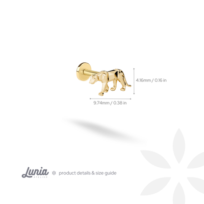 Geometric Panther Flatback Ear Piercing 14K Gold / Silver