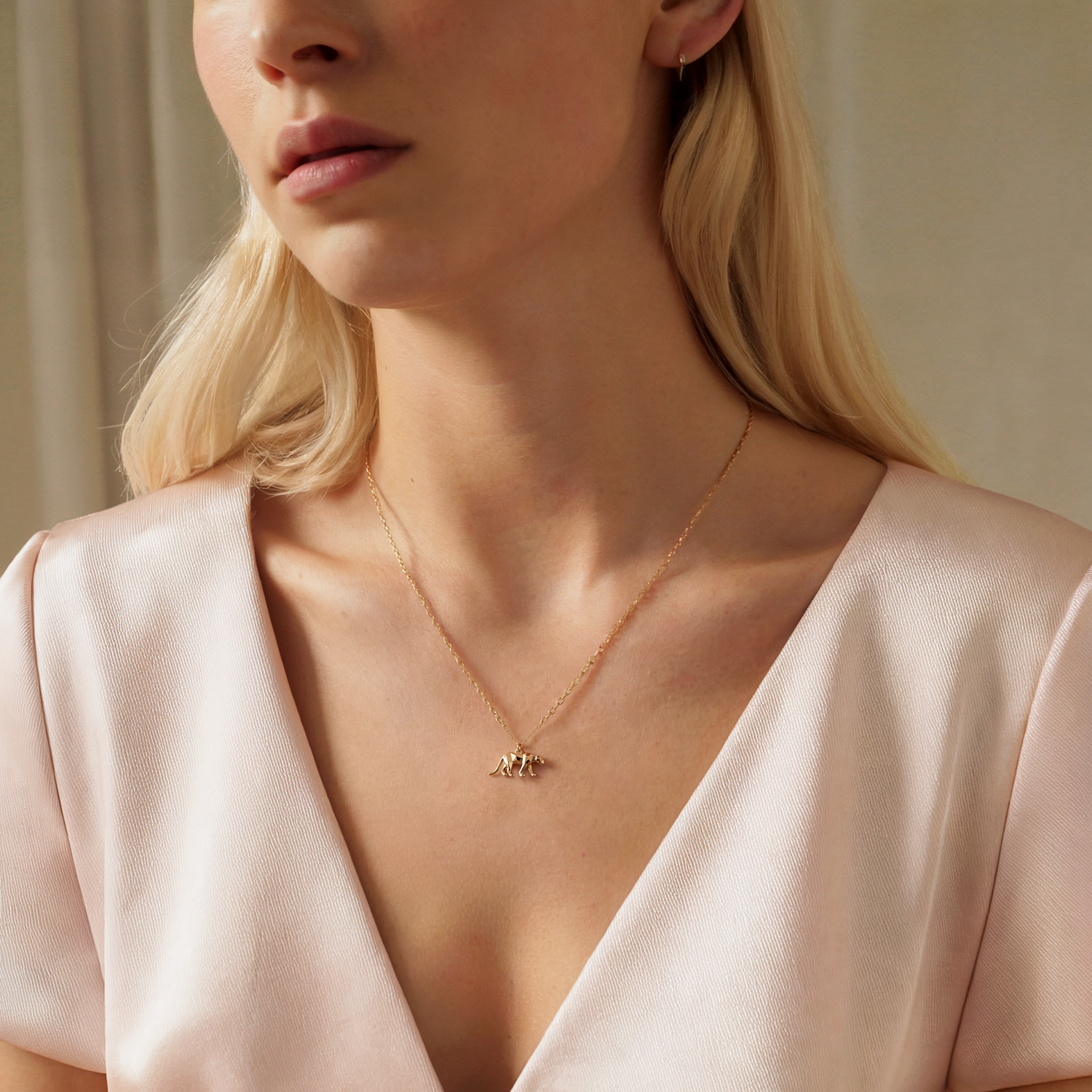 Geometric Panther Pendant Necklace 14K Gold / Silver