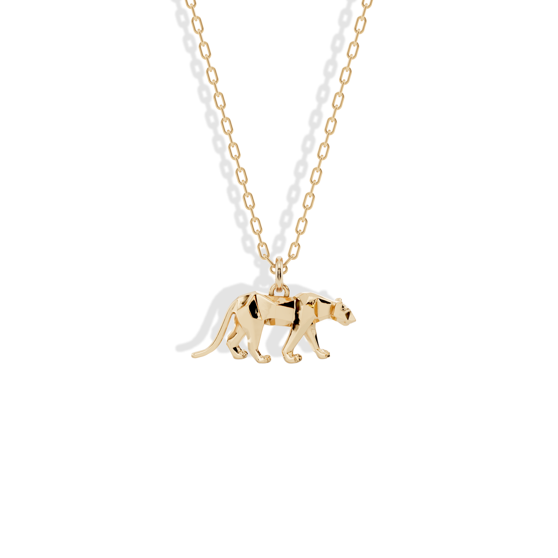 Geometric Panther Pendant Necklace 14K Gold wild animal panther necklace in detailed geometric design