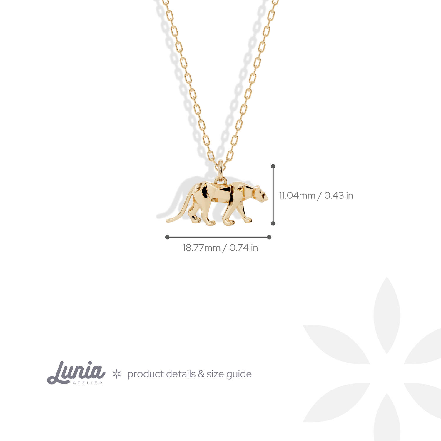 Geometric Panther Pendant Necklace 14K Gold / Silver
