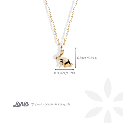 Geometric Rabbit Pendant Necklace 14K Gold / Silver