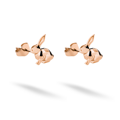Geometric Rabbit Stud Earrings 14K Gold / Silver