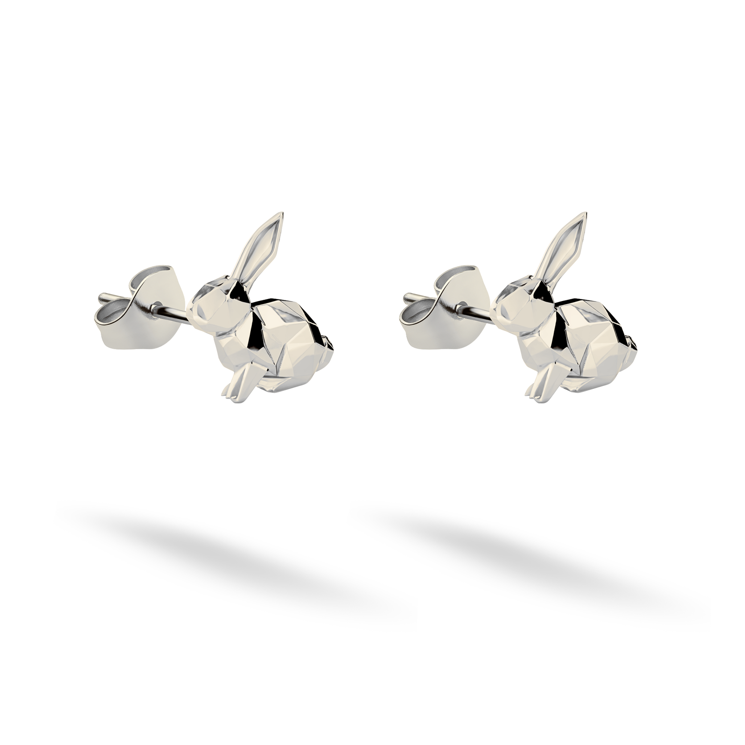 Geometric Rabbit Stud Earrings 14K Gold / Silver