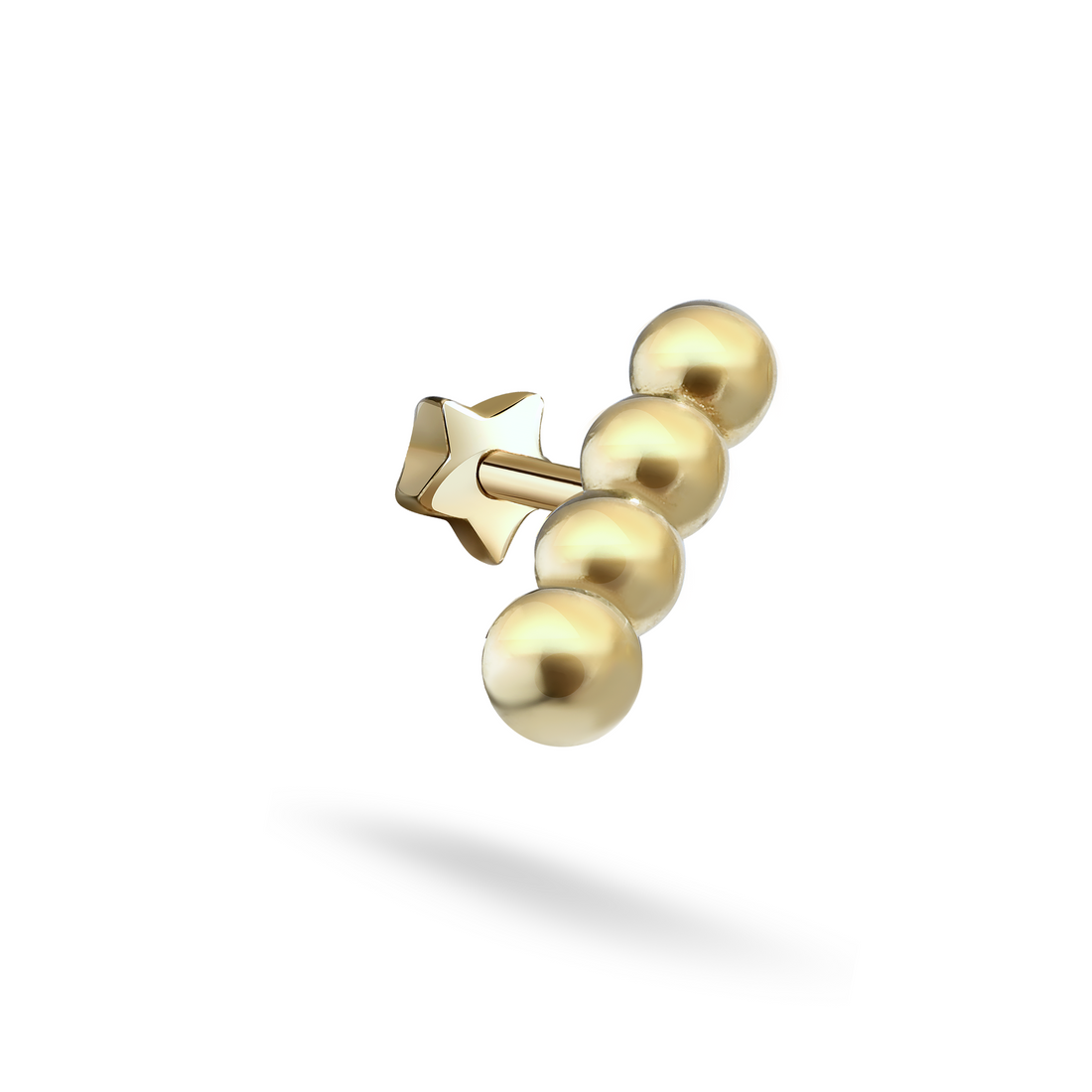 Gold Bead Linear Flatback Ear Piercing 14K Gold