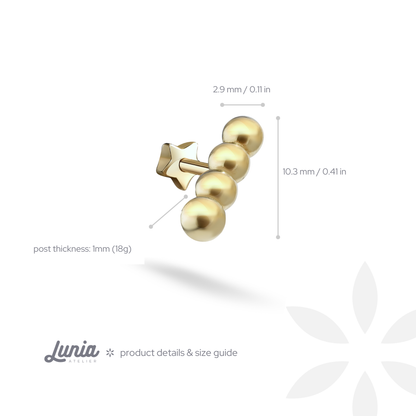 Gold Bead Linear Flatback Ear Piercing 14K Gold