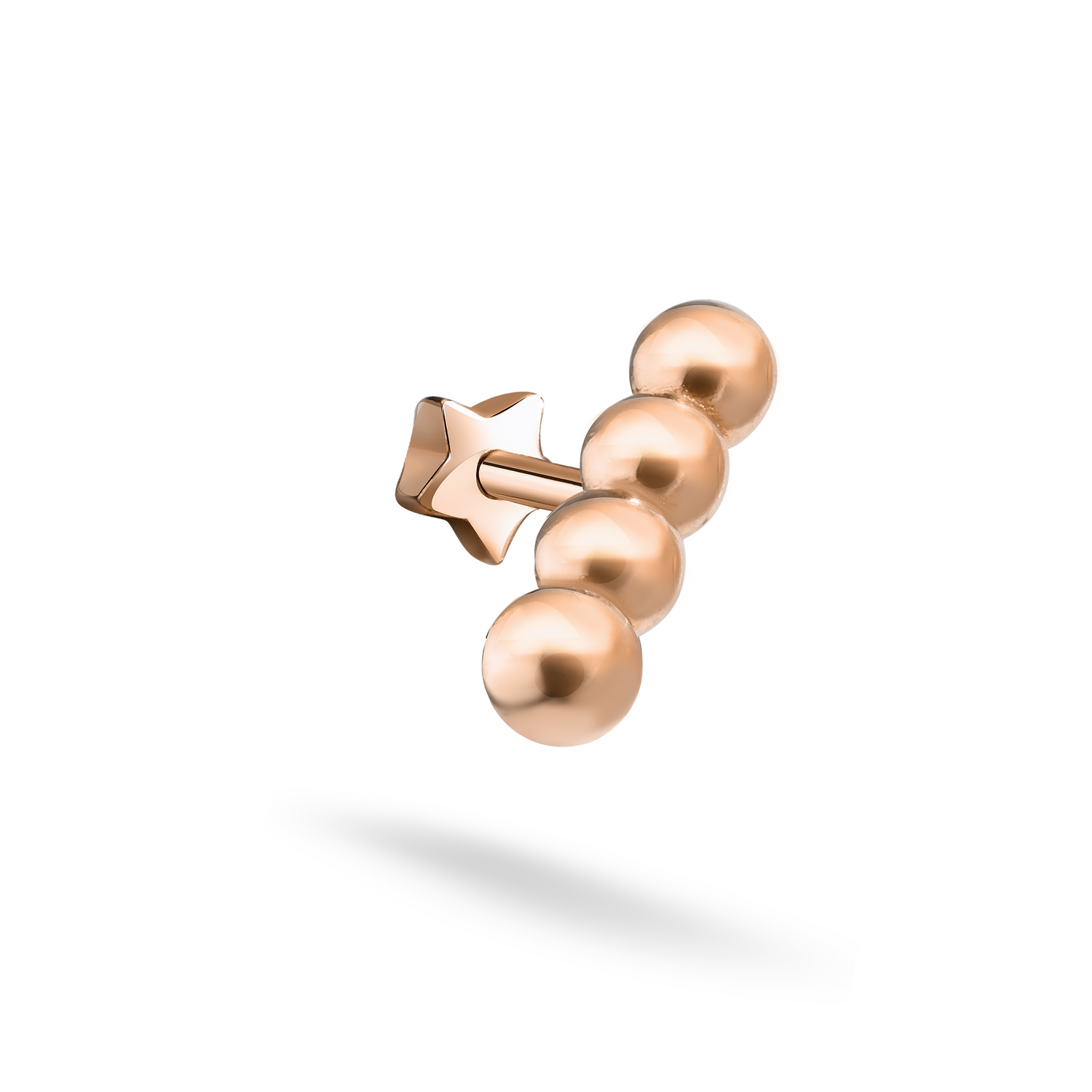 Gold Bead Linear Flatback Ear Piercing 14K Gold