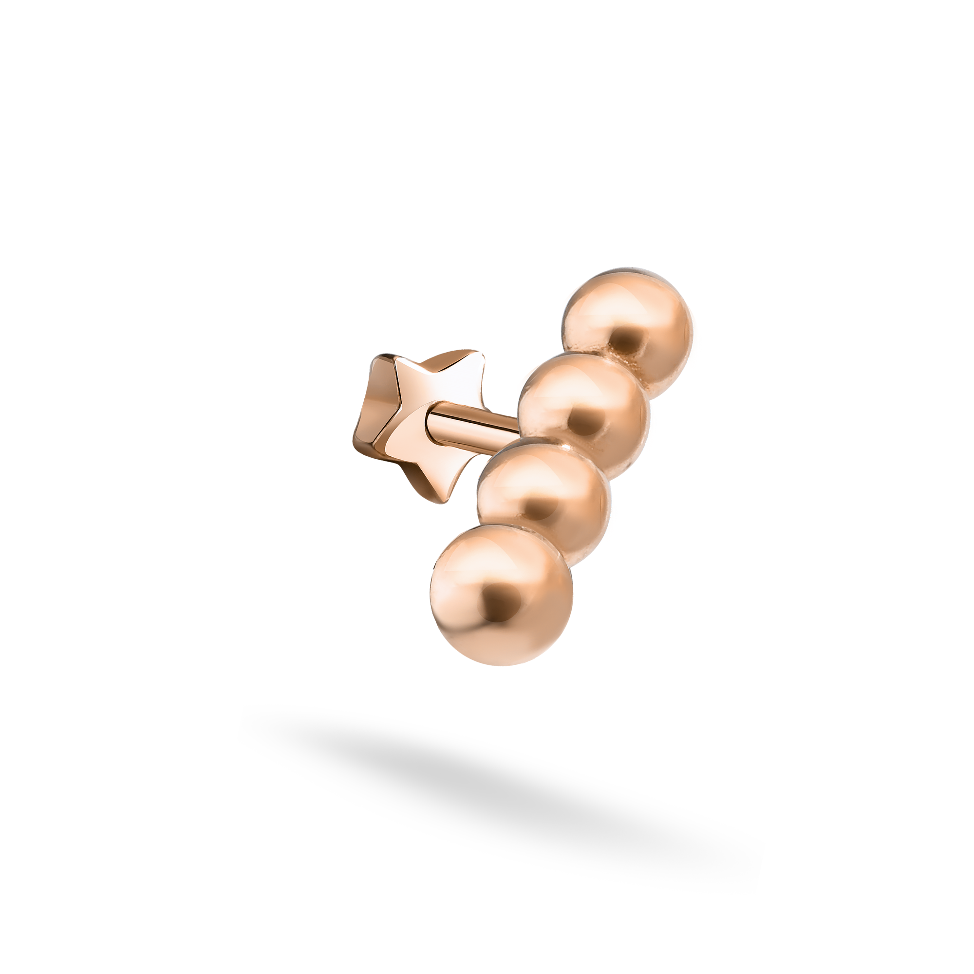 Gold Bead Linear Flatback Ear Piercing 14K Gold