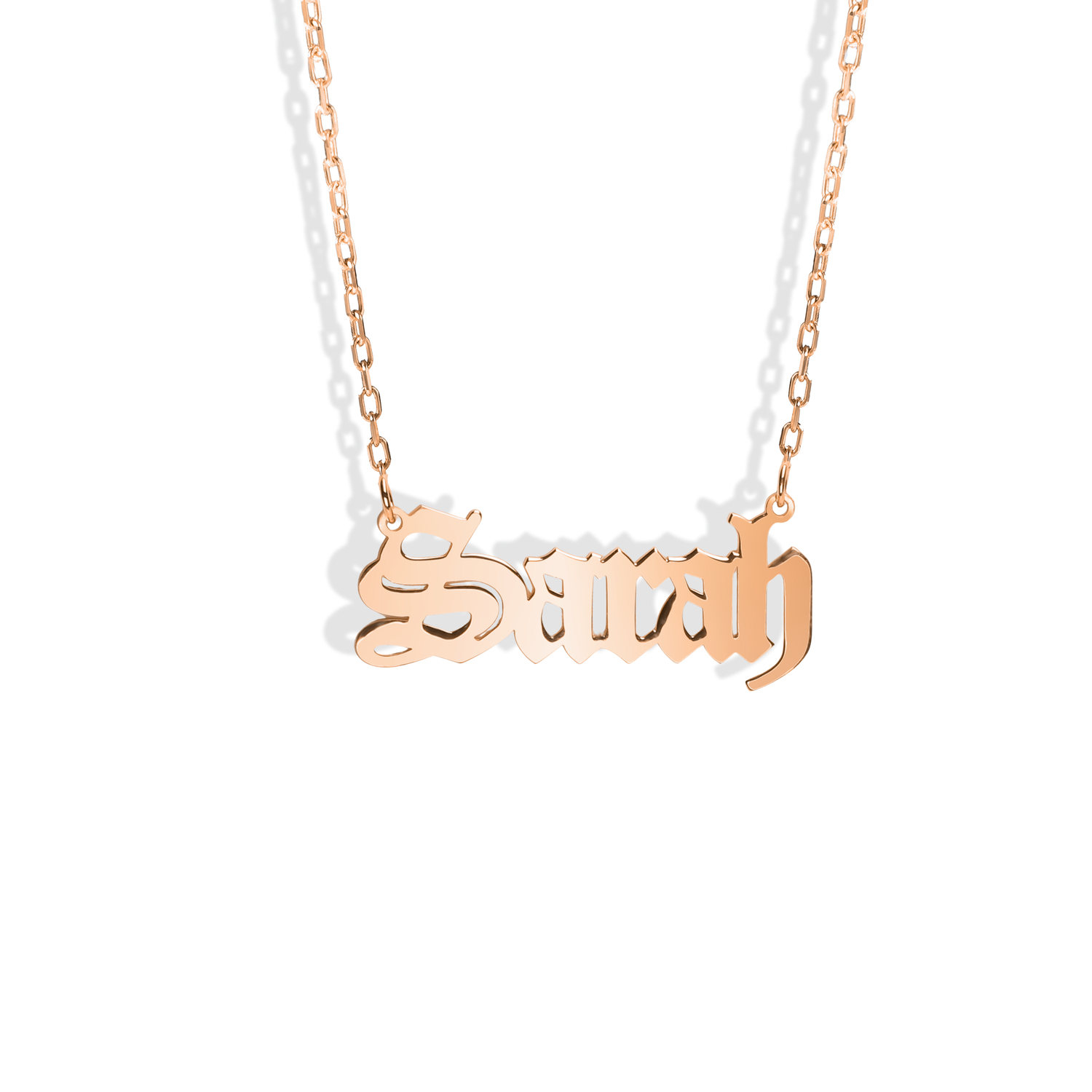 Gothic Personalized Old Name Custom Necklace 14K Gold