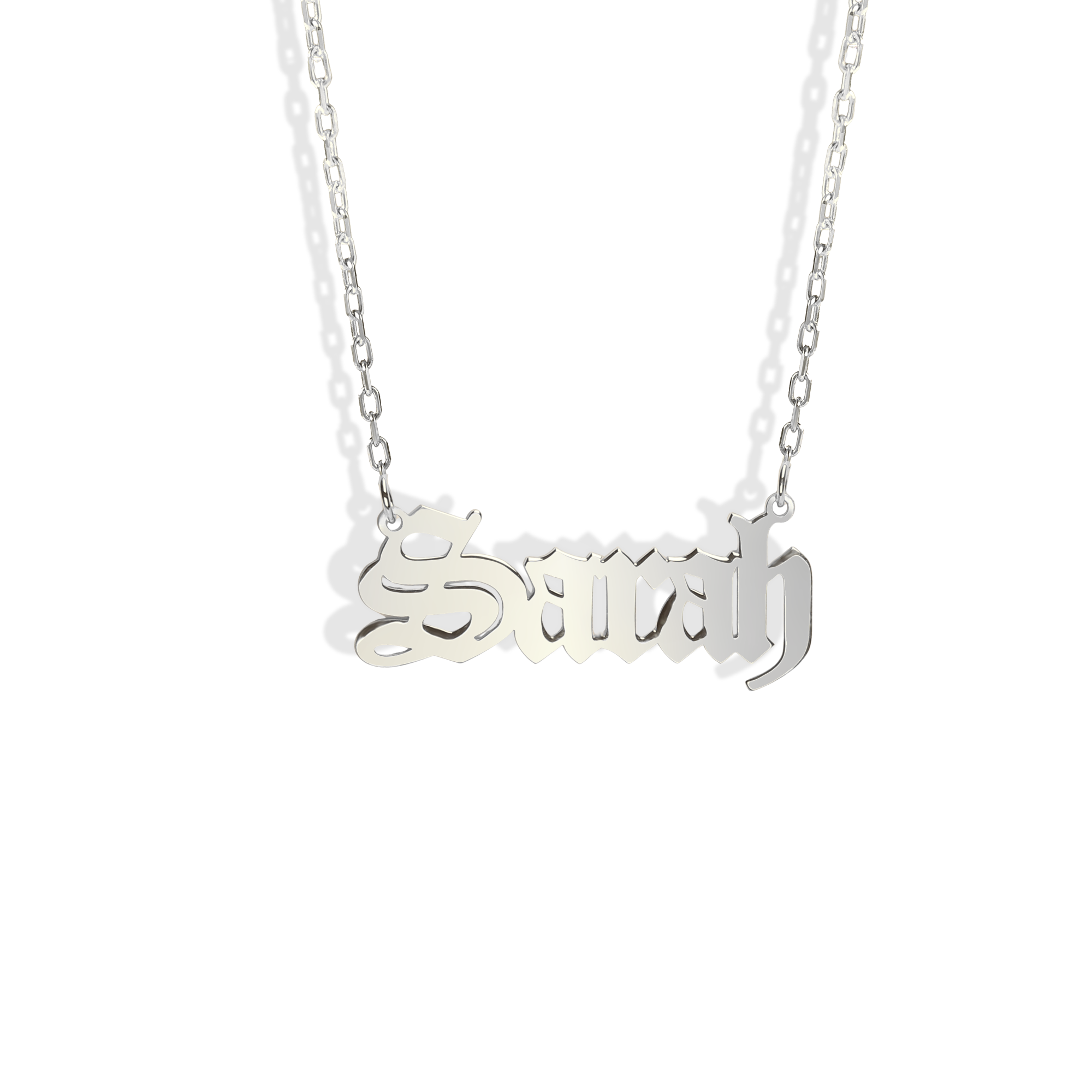 Gothic Personalized Old Name Custom Necklace 14K Gold