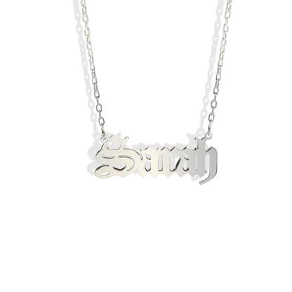Gothic Personalized Old Name Custom Necklace 14K Gold