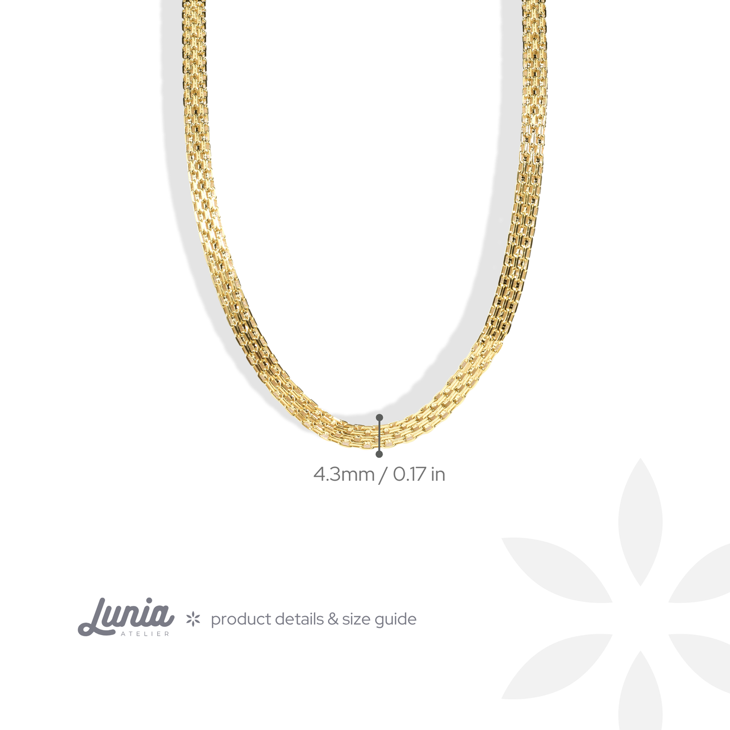Wicker Braid Triple Chain Necklace 14K Gold