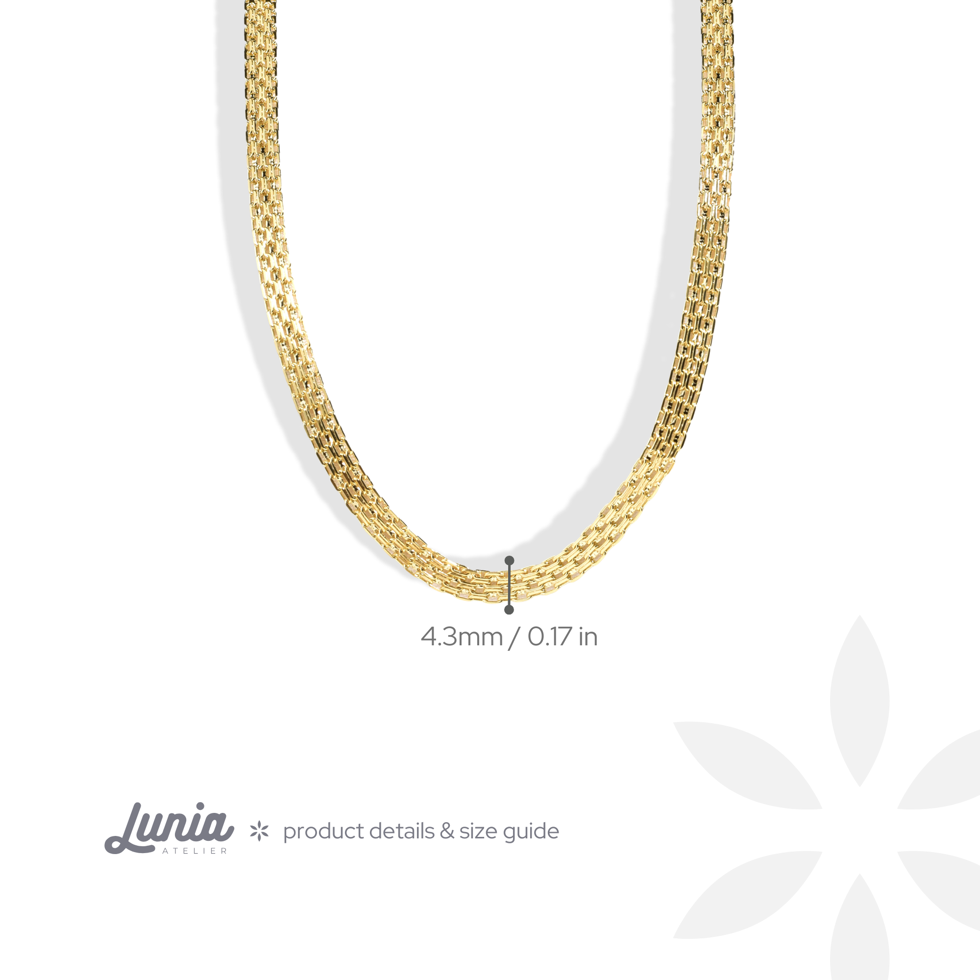 Wicker Braid Triple Chain Necklace 14K Gold