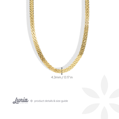 Wicker Braid Triple Chain Necklace 14K Gold