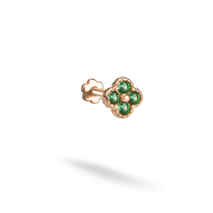 Green Four Flatback Ear Piercing 14K Gold with CZ Stone