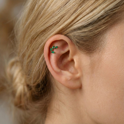 14K gold with a green CZ stone, designed for comfort and everyday wear with a refined, polished look.