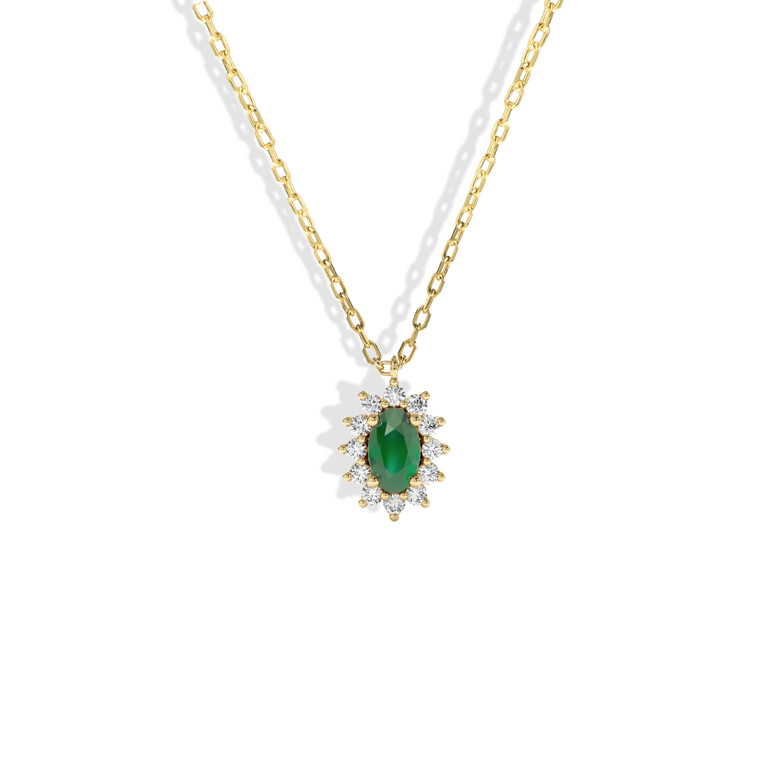 Hand made Green Roselyn Necklace 14K Gold, a delicate and timeless piece that adds subtle elegance to any outfit