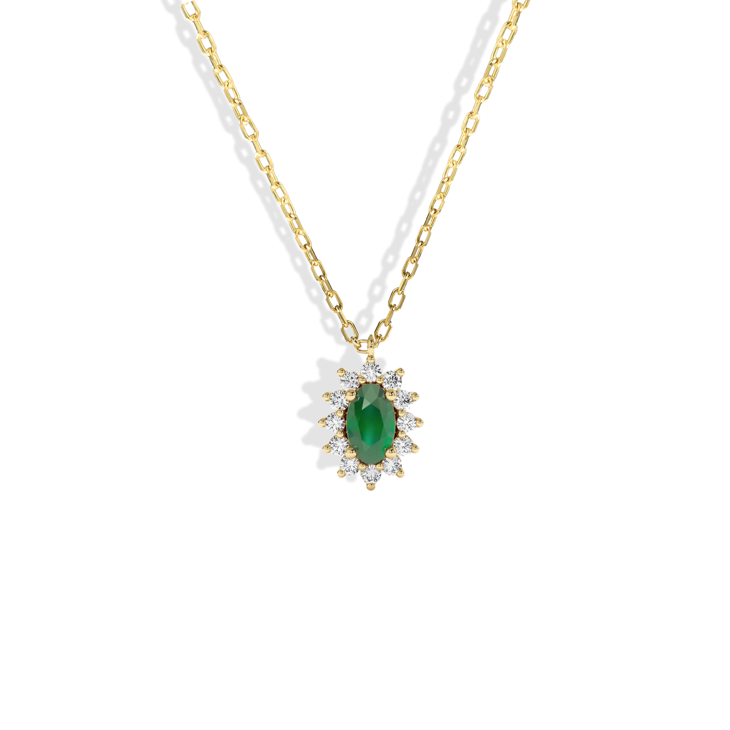 Hand made Green Roselyn Necklace 14K Gold, a delicate and timeless piece that adds subtle elegance to any outfit
