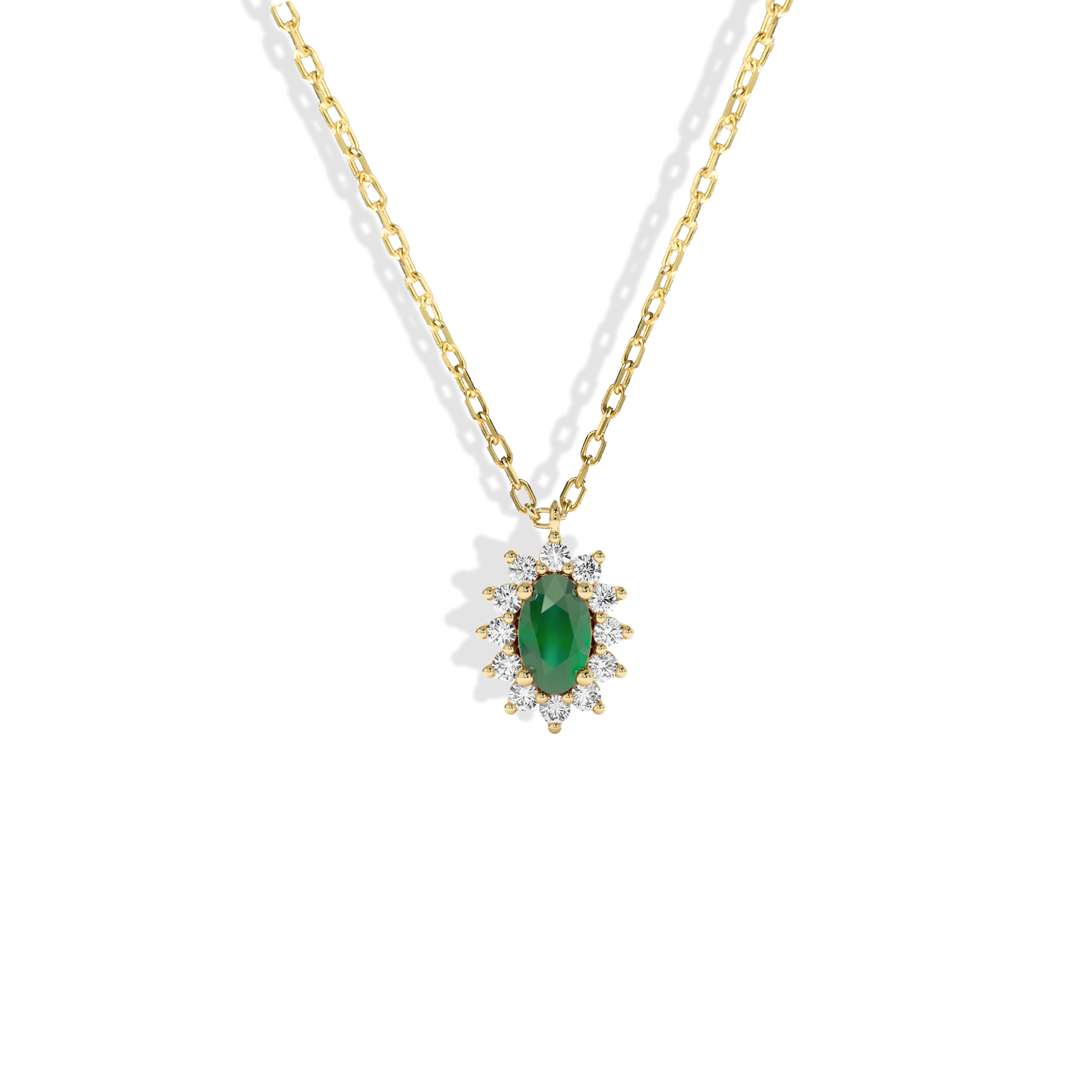 Hand made Green Roselyn Necklace 14K Gold, a delicate and timeless piece that adds subtle elegance to any outfit