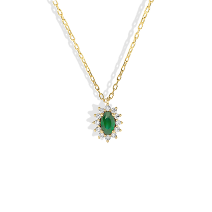 Hand made Green Roselyn Necklace 14K Gold, a delicate and timeless piece that adds subtle elegance to any outfit
