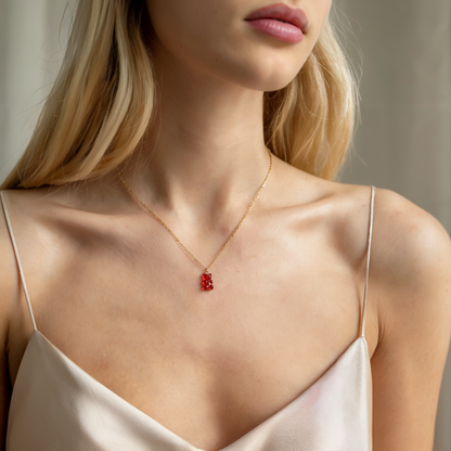 Gummy Bear Red Color Candy Necklace 14K Gold / Silver