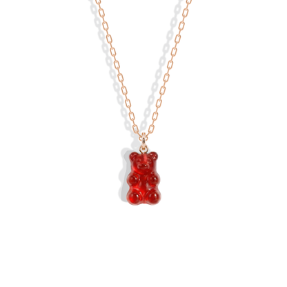 Gummy Bear Red Color Candy Necklace 14K Gold / Silver
