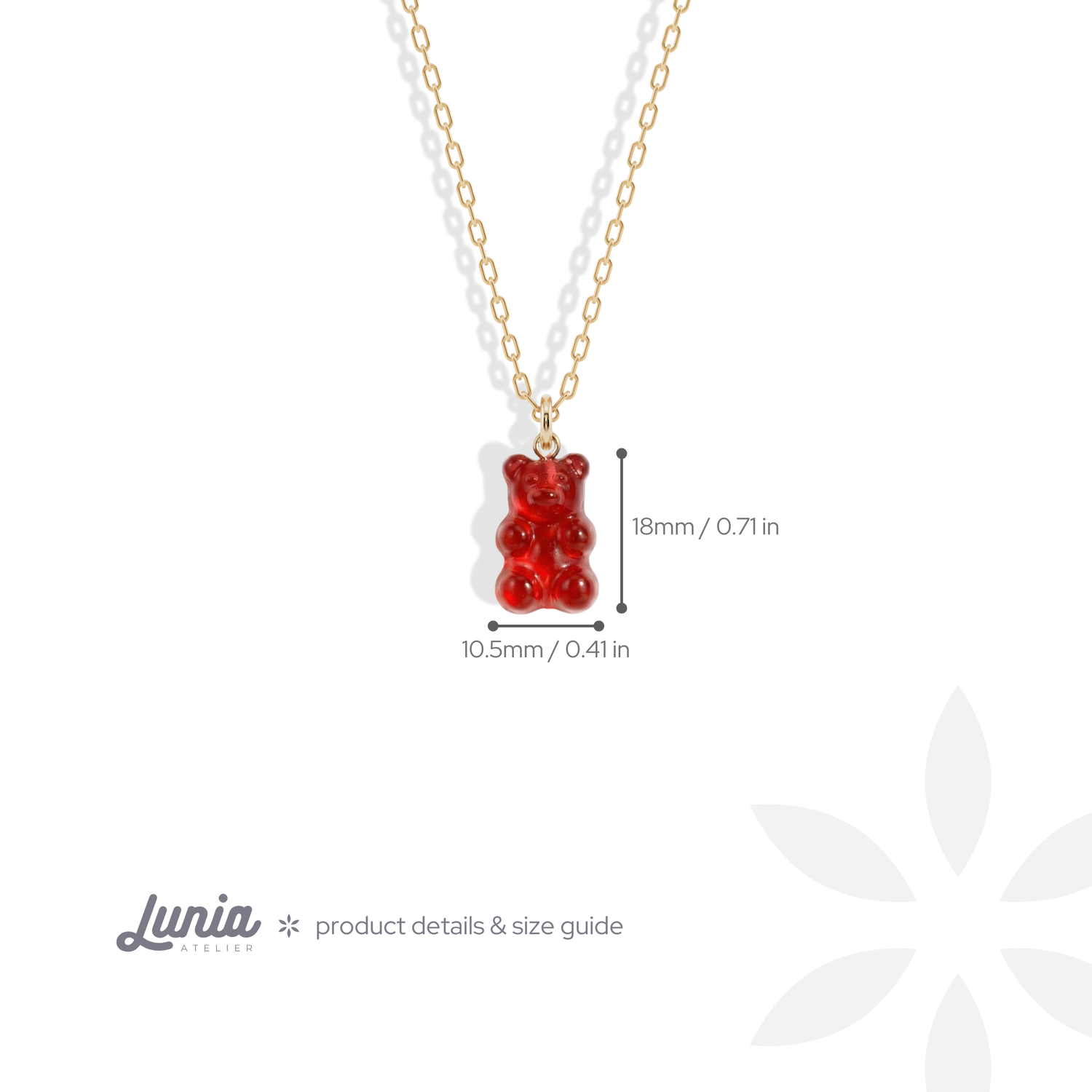 Gummy Bear Red Color Candy Necklace 14K Gold / Silver