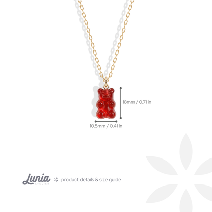 Gummy Bear Red Color Candy Necklace 14K Gold / Silver