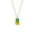 Cute Rainbow Bear Necklace with yellow-green resin gummy bear charm. Playful Friendship Necklace in 14K Gold or Silver with adorable candy inspired pendant.