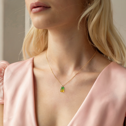 Gummy Bear Yellow Green Color Candy Necklace 14K Gold / Silver