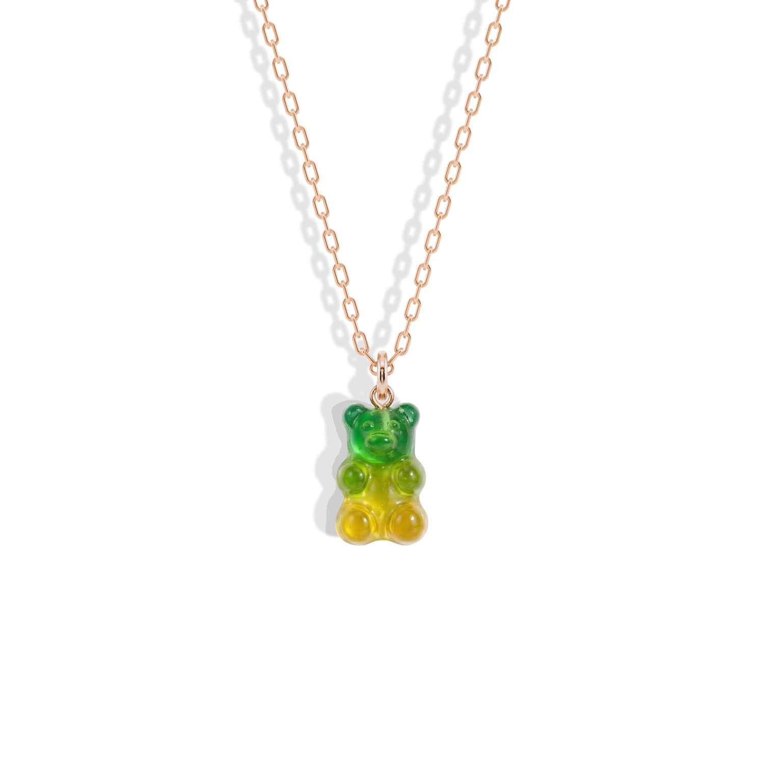 Gummy Bear Yellow Green Color Candy Necklace 14K Gold / Silver