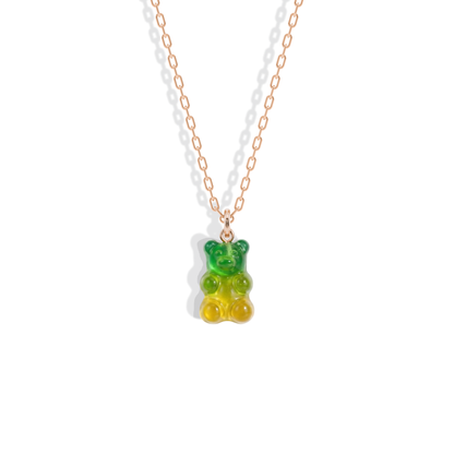 Gummy Bear Yellow Green Color Candy Necklace 14K Gold / Silver