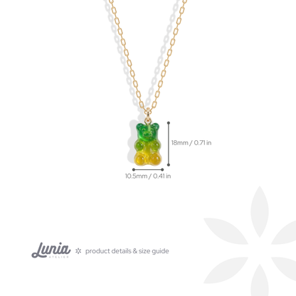 Gummy Bear Yellow Green Color Candy Necklace 14K Gold / Silver