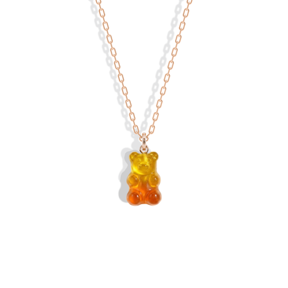 Gummy Bear Yellow Orange Color Candy Necklace 14K Gold / Silver