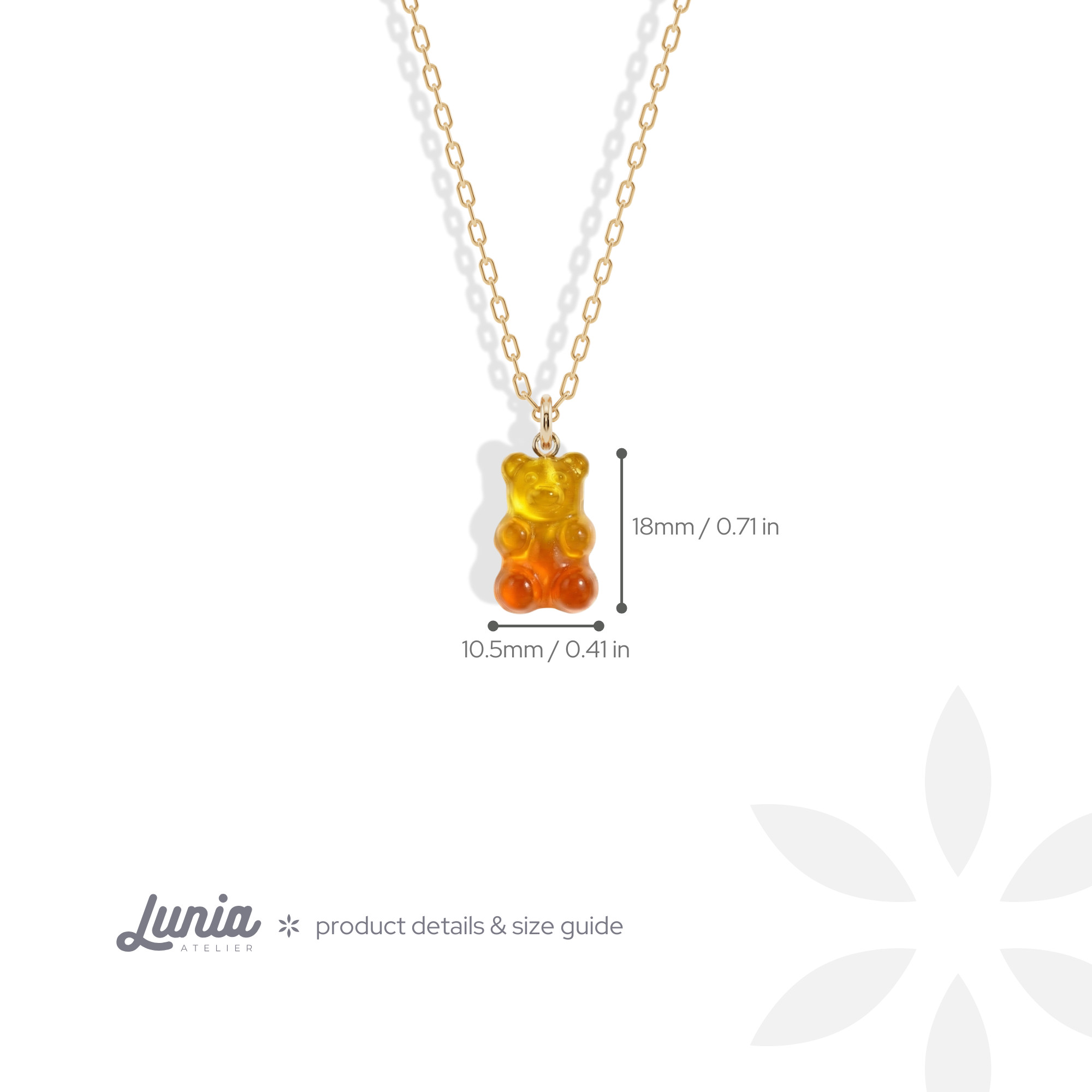 Gummy Bear Yellow Orange Color Candy Necklace 14K Gold / Silver