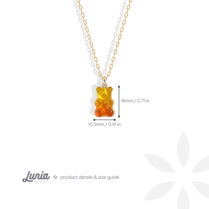 Gummy Bear Yellow Orange Color Candy Necklace 14K Gold / Silver