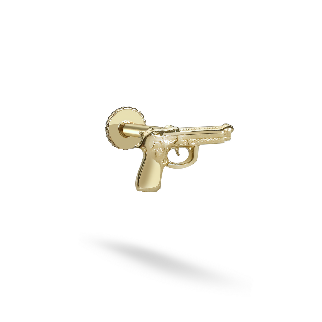 Gun Flatback Ear Piercing 14K Gold