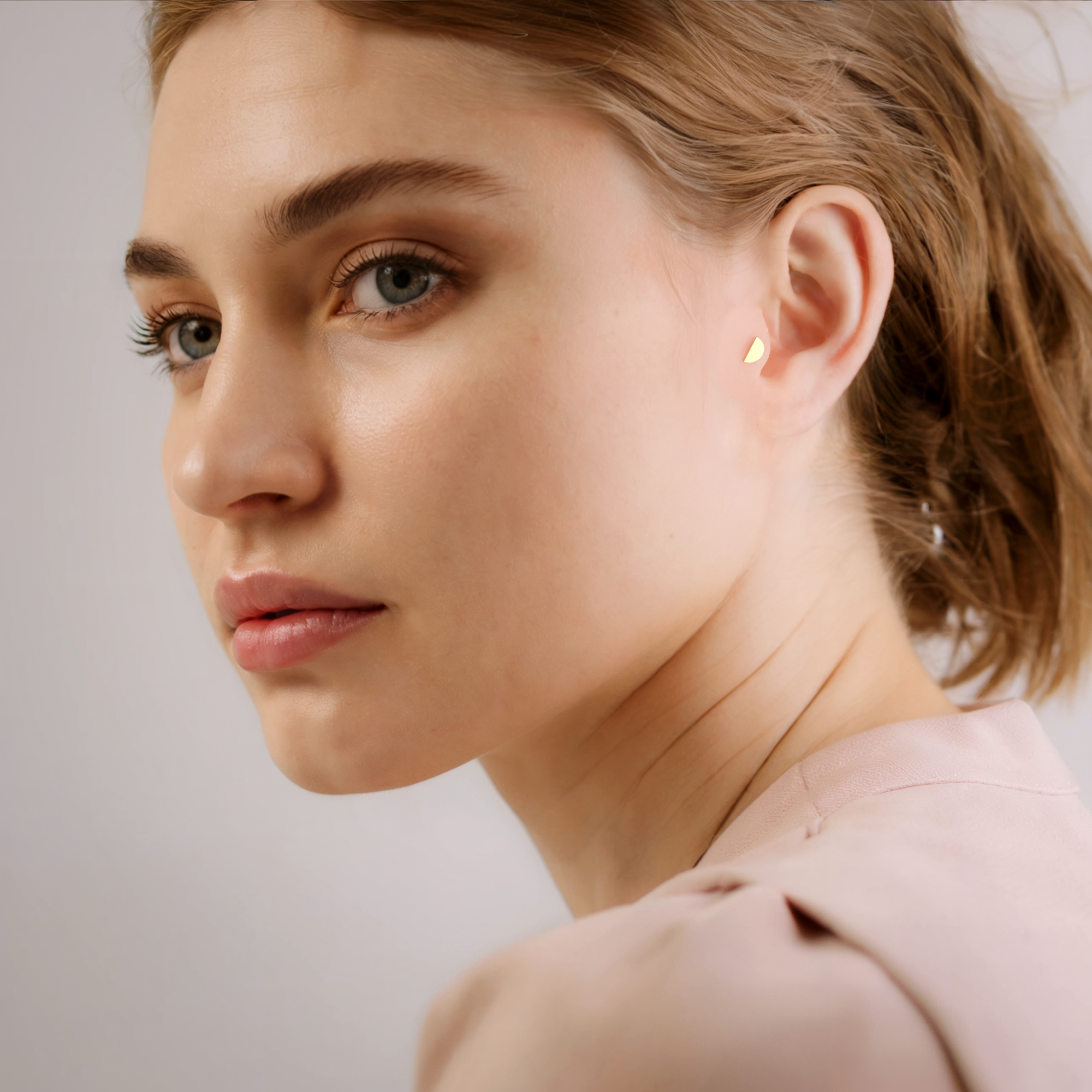 Half Moon Flatback Ear Piercing 14K Gold
