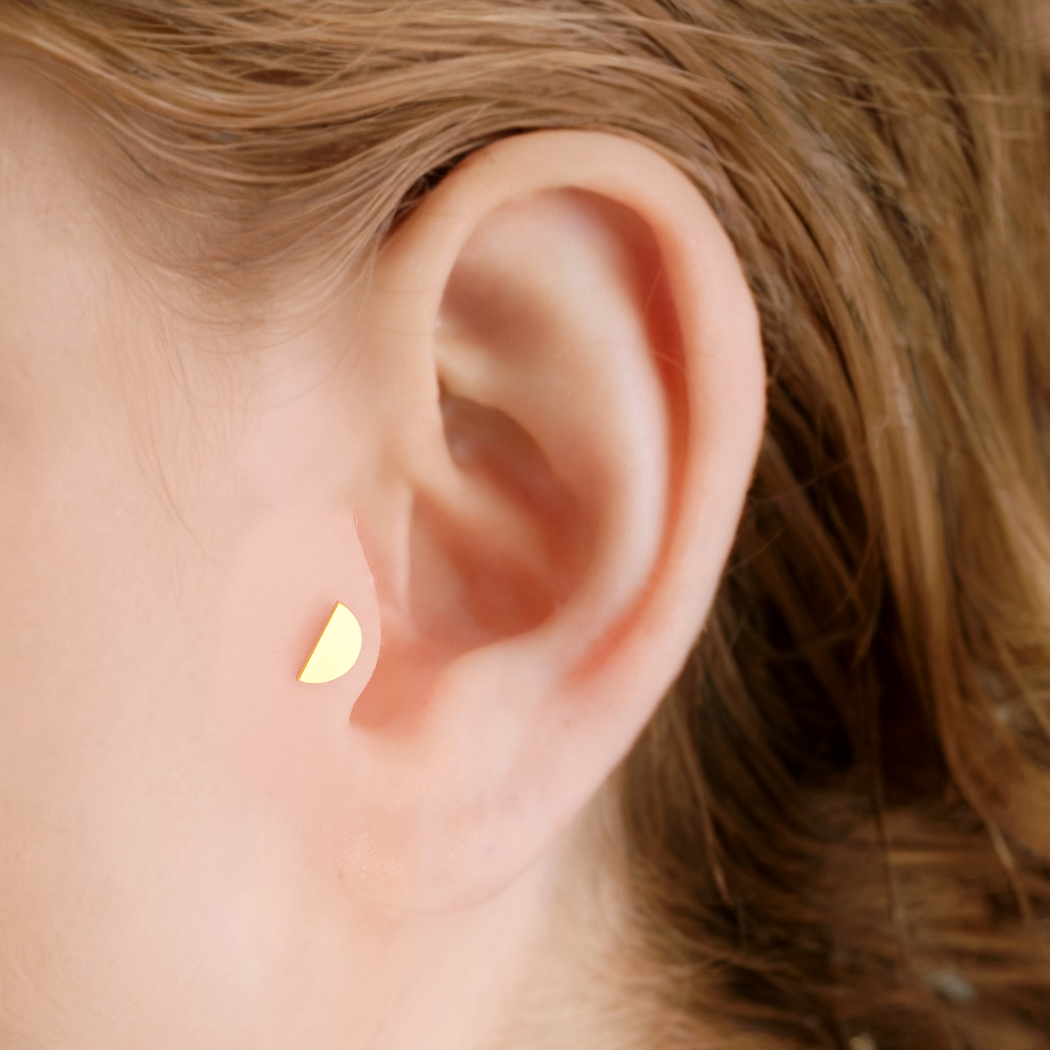 Half Moon Flatback Ear Piercing 14K Gold