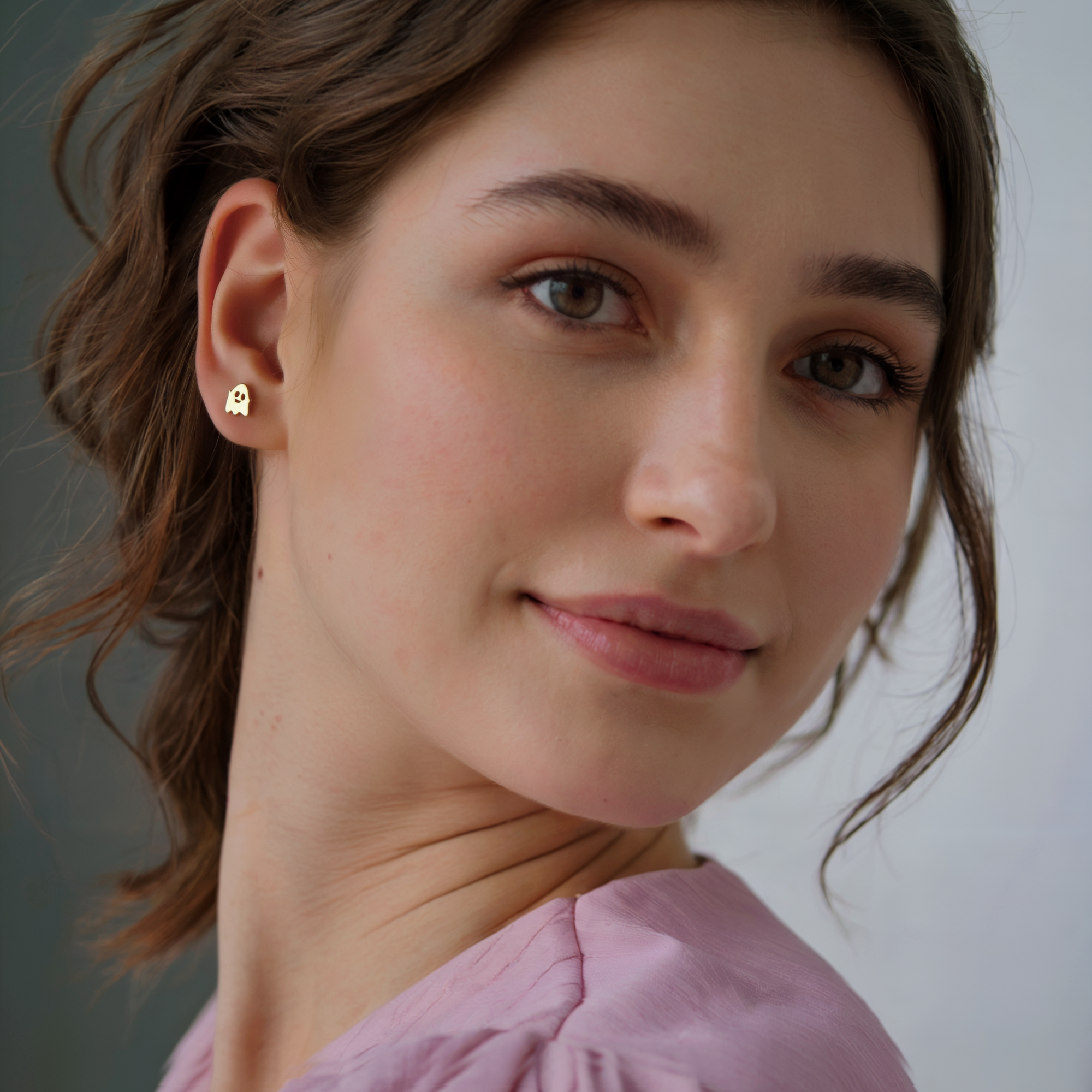 14K Gold Ghost Halloween Earrings