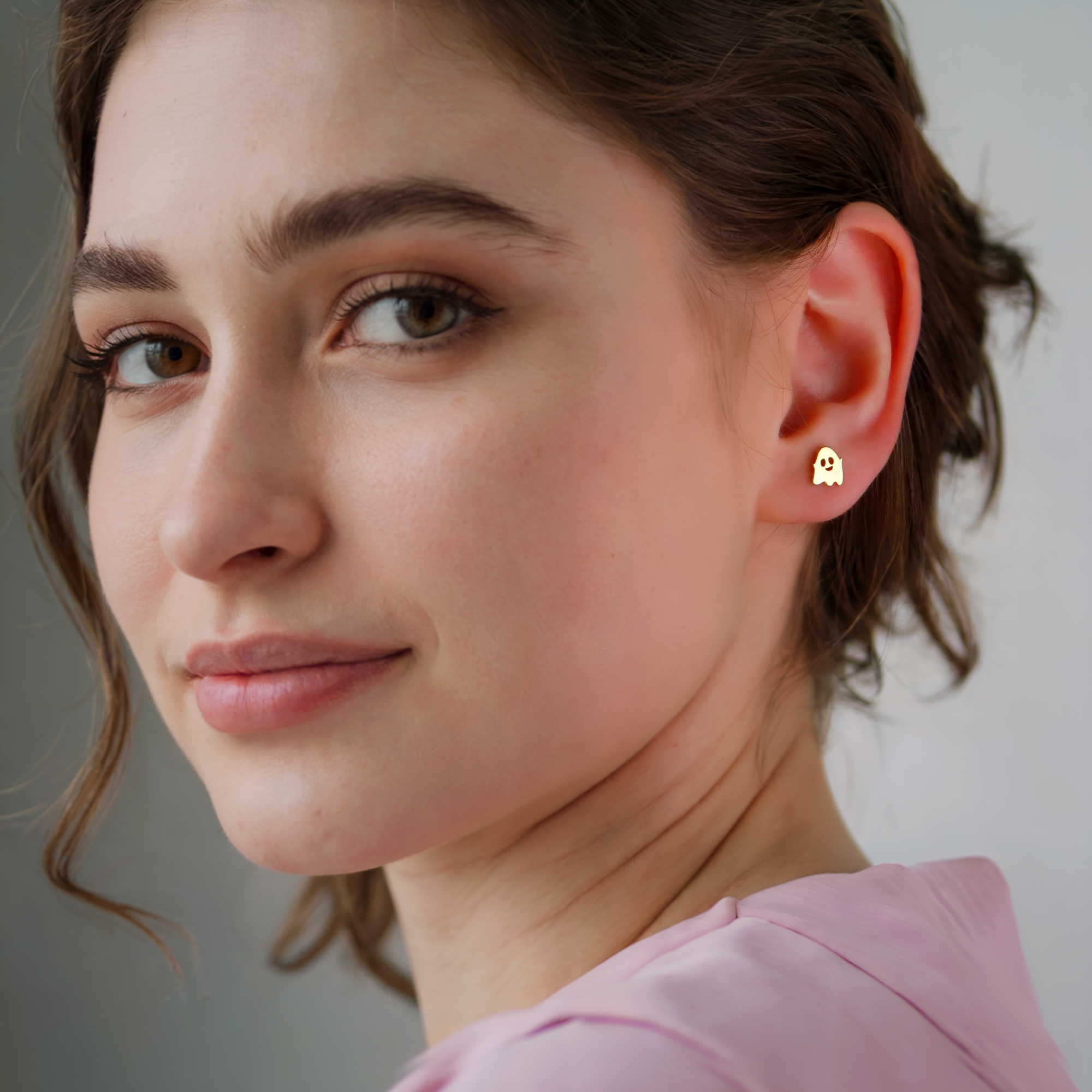 14K Gold Ghost Halloween Earrings