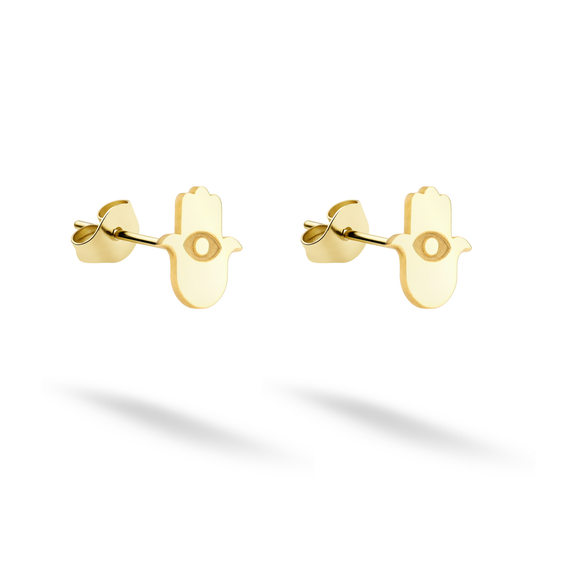 Earrings in 14K Gold with Hamsa Hand Design