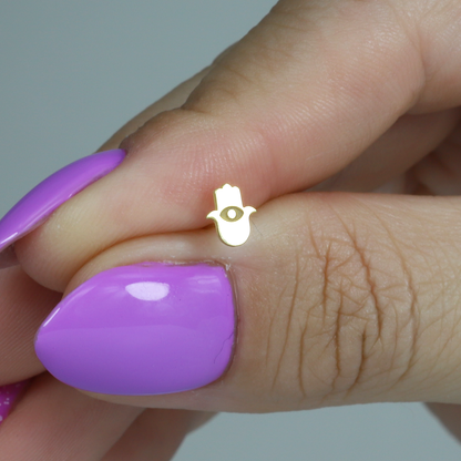 Hamsa Hand Flatback Ear Piercing 14K Gold