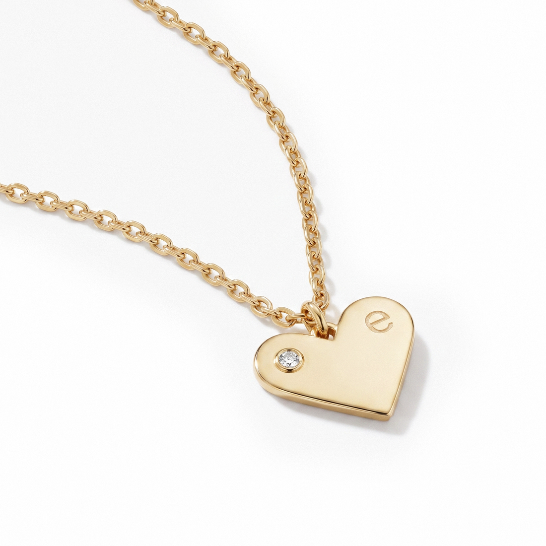 Heart Letter Diamond Personalized Custom Necklace in 14K Solid Gold