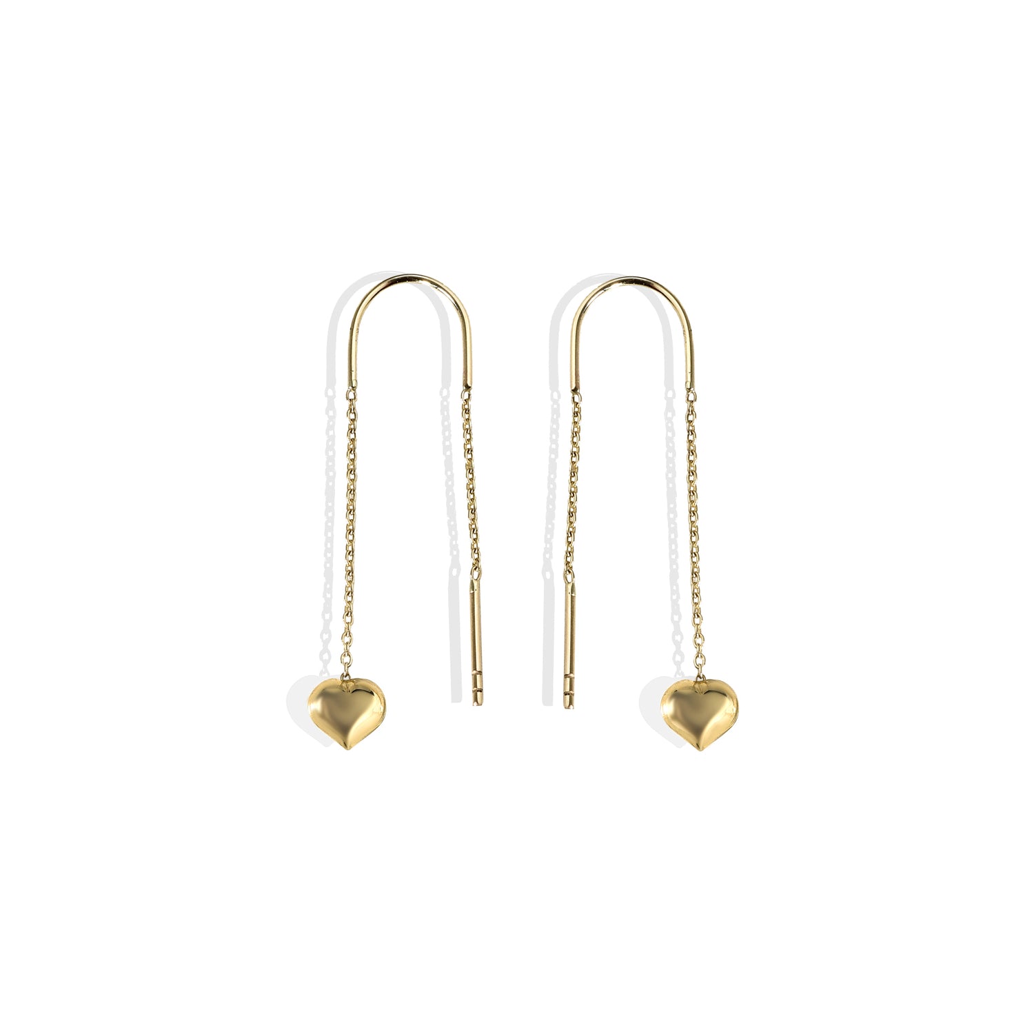 Heart Ear Threader Earrings 14k Gold