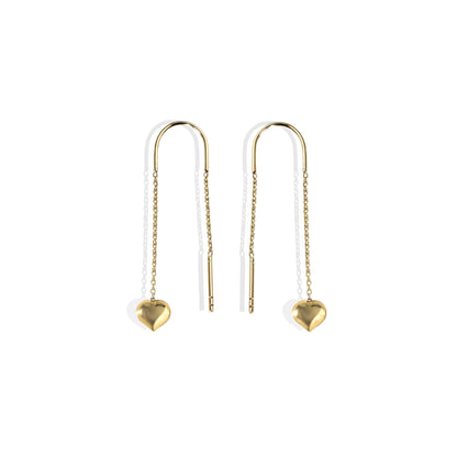 Heart Ear Threader Earrings 14k Gold