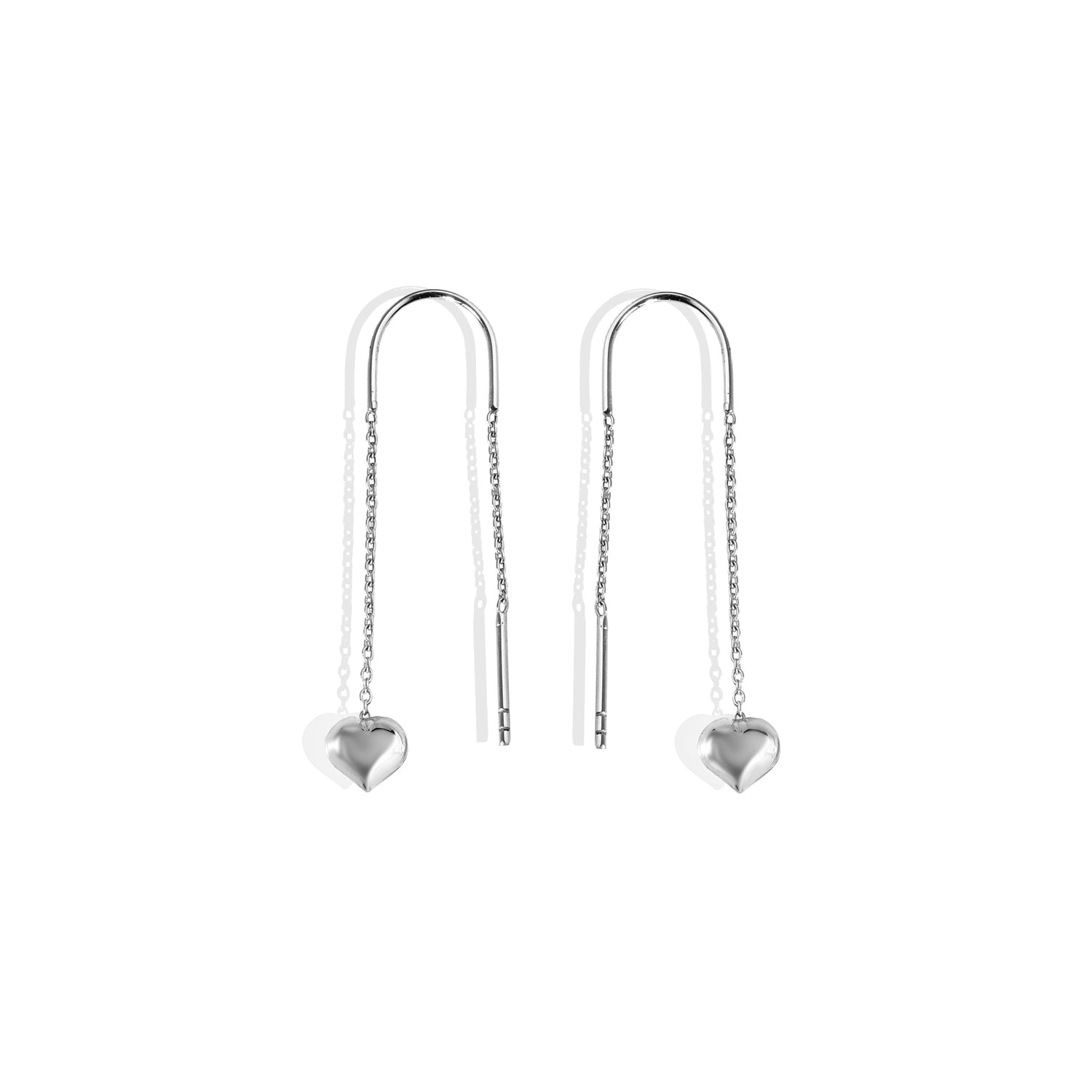 Heart Ear Threader Earrings 14k Gold